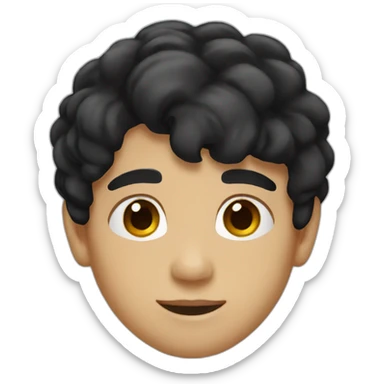 A boy with black hair and brown eyes sticker