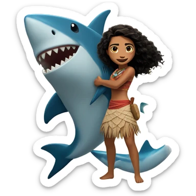 Moana with shark head sticker