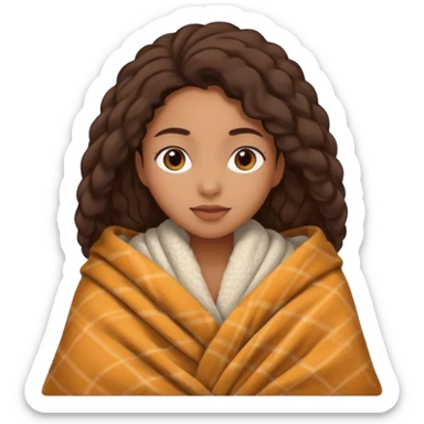 Cozy mixed girl in blanket for fall sticker