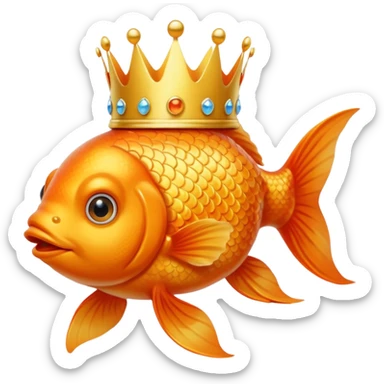 goldfish wearing a crown sticker