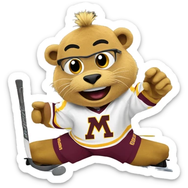 Goldie the Minnesota Hockey Gopher, celebrates after a goal! sticker