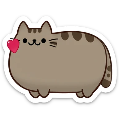 cat pusheen kiss sticker