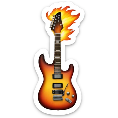 electric guitar on fire sticker