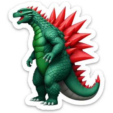Make a red Godzilla with green spikes sticker