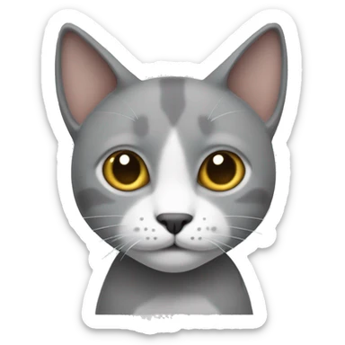 Gato gris con blanco y un adulto abrasandolo sticker