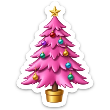 Cute pink christmas tree sticker