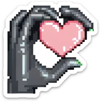 Korean finger heart, hand gesture making small heart shape sticker