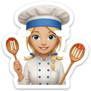 Sexy Long Blonde hair blue eyed female chef sticker