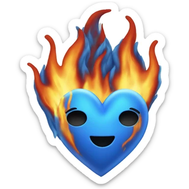 Blue flaming heart sticker