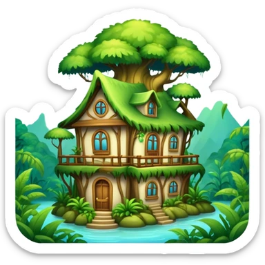 Magical house in the tops of the rainforest sticker