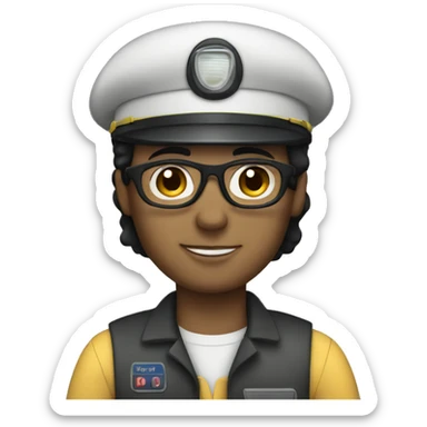 black haired half-bald train driver sticker