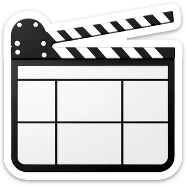 Simple movie slate, black and white rectangles with angled line, abstract geometric design sticker