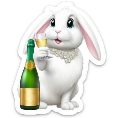 white female bunny wearing diamonds drinking champagne  sticker