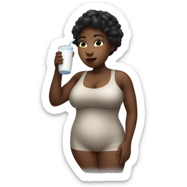 a big thick girl drinking milk sticker