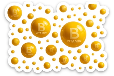 particella di vitamine b fluttuano in aria, iperrealistica 4k sticker
