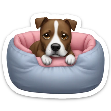 Staffie dog in small bed sticker