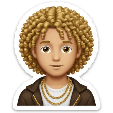 curly hair rich cool boy emoji, with gold chain sticker