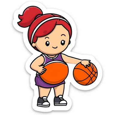 Redheaded girl with a basketball positioned like the pregnant woman emoji, but with a basketball instead of a belly sticker