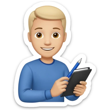 happy man leaving review sticker