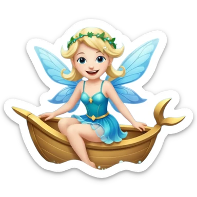 a fairy laughing while flying on a ocean sticker