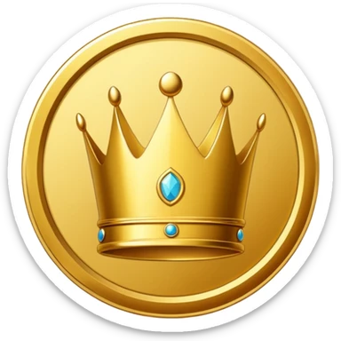 golden coin with crown symbol inside sticker