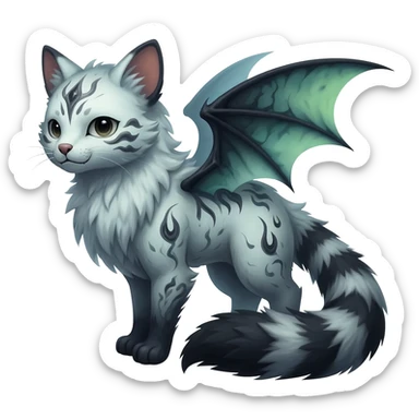 Kawaii cool cold dark cute gloomy ghoulish edgy fantasy ethereal feline-vernid-sergal-possum-monster-fursona animal creature full body with intricate markings  sticker