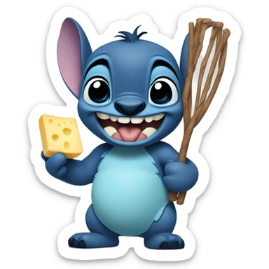 Disney stitch character holding a stick of butter sticker