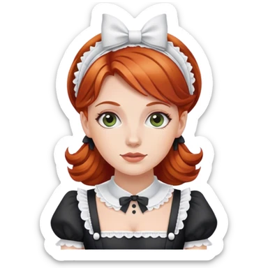 Redheaded woman and a French maid outfit sticker