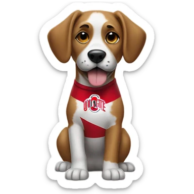 Dog wearing Ohio State jersey sticker