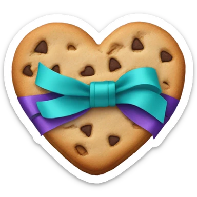 Heart cookie with teal purple support ribbon sticker