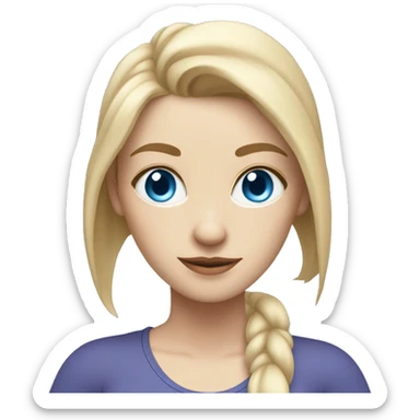 white woman with long blonde hair, blue eyes and cat shaped eyes wearing a yoga outfit standing  sticker