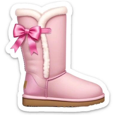 Ugg boots with a pink ribbon on side of them sticker