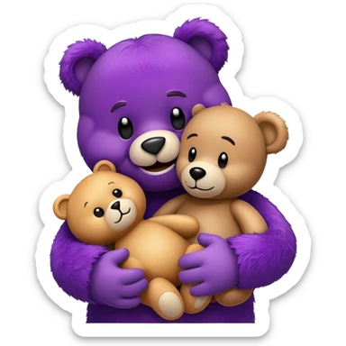 Grimace from McDonald's hugging a teddy bear sticker