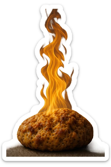 fiamma su cibo, metabolismo iperrealistico sticker