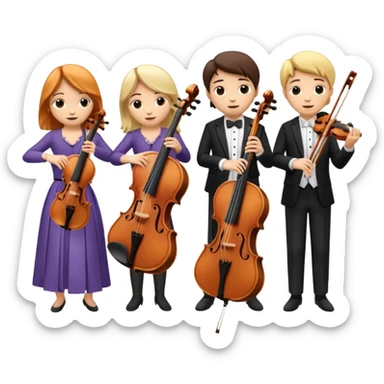 quartet of violin, flute, viola, and cello sticker