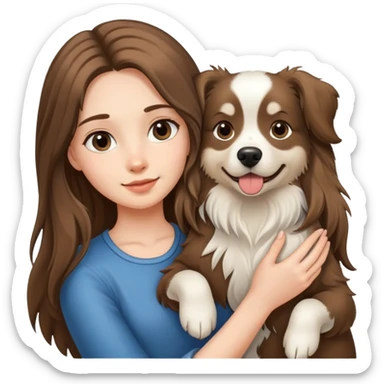 Black long-haired girl holding an Alaskan dog sticker