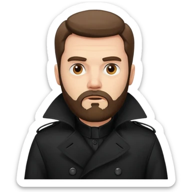bearded man in black in black trenchhcoat  sticker
