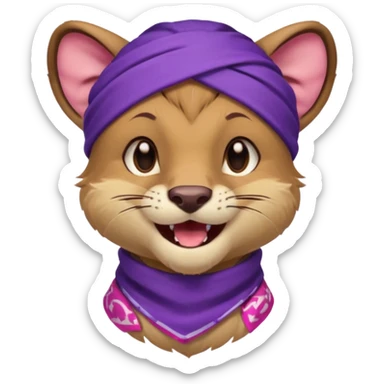 
Fossa animal wearing a purple bandana on his forehead from league of legends laughing emoticon sticker