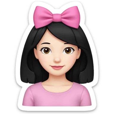 Girl with black hair and pink bow in her side of her hair sticker