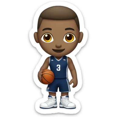 basketball player (light skin) in dark blue and silver uniform sticker