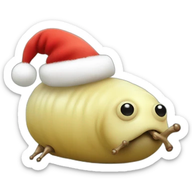 Fat slug with twig legs and Santa hat sticker