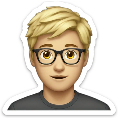 a 17 years old boy with short blonde hair and rectangle glasses  sticker