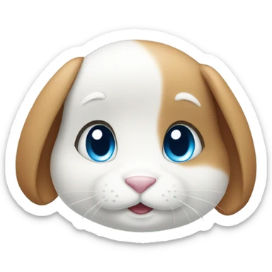 cute caramel and white rabbit with blue eyes  sticker
