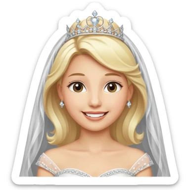 blonde bride silver diamond tiara and veil sticker