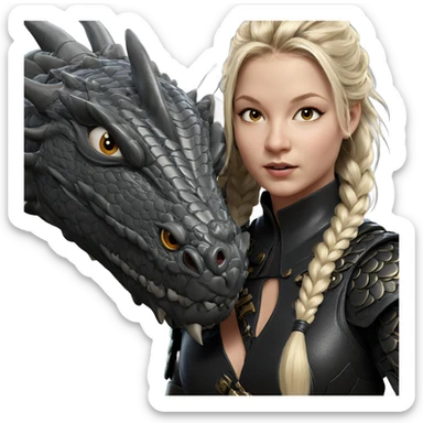 blonde girl with dragon armor sticker