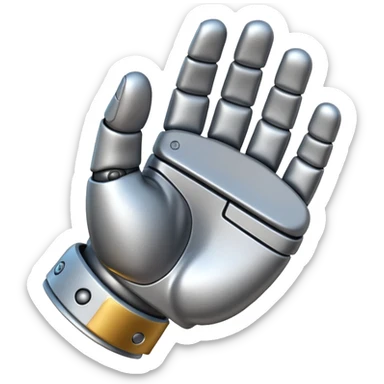 bulky robot hand, back of fist, emoji style sticker