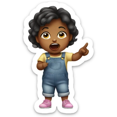 very furious baby girl toddler pointing with hand at someone sticker