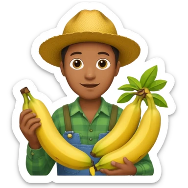 A black farmer with bananas sticker