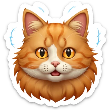 A very cute cat that got shocked from electricity, electric shocks around it sticker