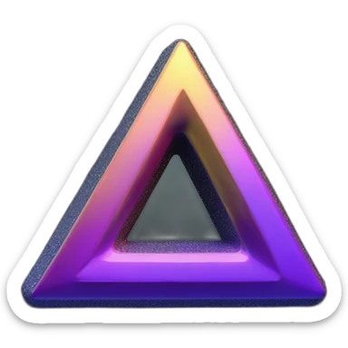 chome letter B in 3d triangle, 3d effect, black background sticker